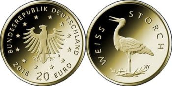 20 евро Германии 2020 «Белый аист»