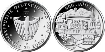 20 евро Германии 2020 «900 лет Фрайбургу»